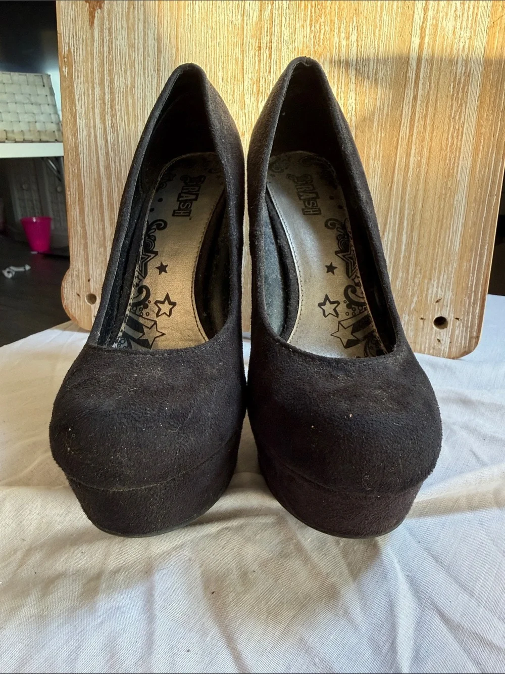 Brash Black Suede Platform Pumps